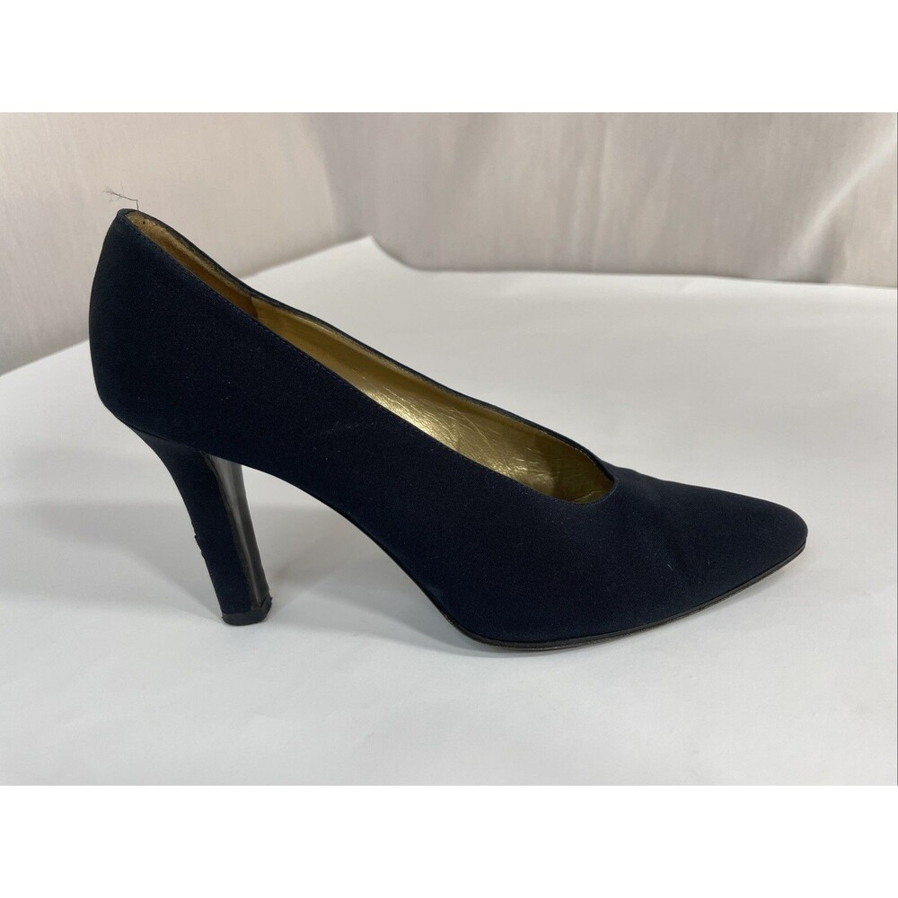 Yves Saint Laurent Womens Dark Navy Blue Synthetic Pumps Shoes Size 8.5 M